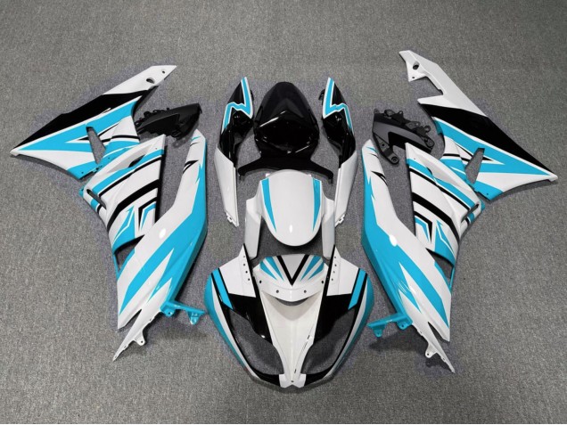 Carenado Moto Kawasaki ZX6R 2009-2012 - Blanco Azul Claro Negro