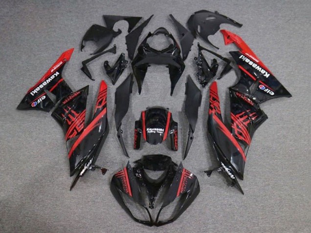 Carenado Moto Kawasaki ZX6R 2009-2012 - Negro Brillante Rojo Monstruo
