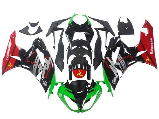 Carenado Moto Kawasaki ZX6R 2009-2012 - Verde Negro Brillante Rojo