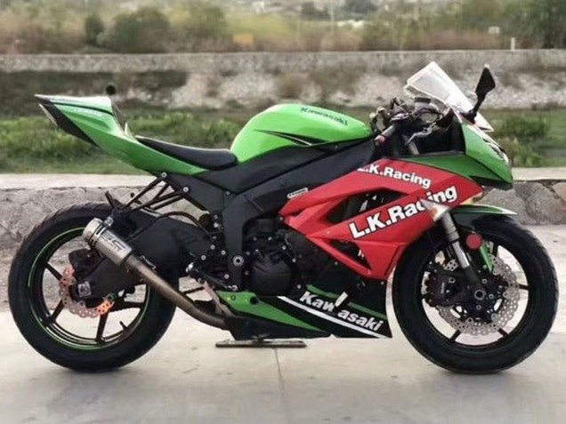 Carenado Moto Kawasaki ZX6R 2009-2012 - Verde Rojo Negro Blanco L.K. Carrera