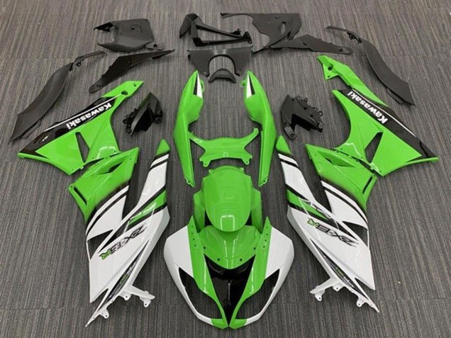 Carenado Moto Kawasaki ZX6R 2009-2012 - Verde Blanco Negro Raya
