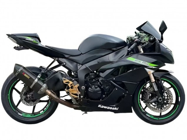 Carenado Moto Kawasaki ZX6R 2009-2012 - Negro Mate Verde