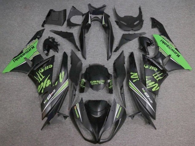 Carenado Moto Kawasaki ZX6R 2009-2012 - Negro Mate Verde Monstruo