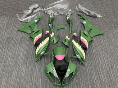 Carenado Moto Kawasaki ZX6R 2009-2012 - Amarillo Rosa Verde Mate Tiburón