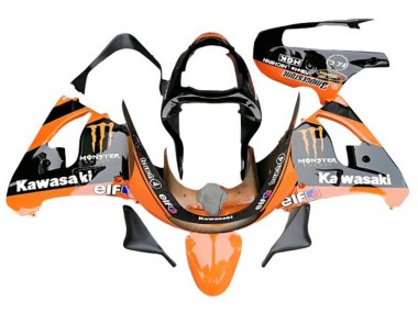 Carenado Moto Kawasaki ZX6R 2009-2012 - Naranja Negro Brillante Elf Monstruo