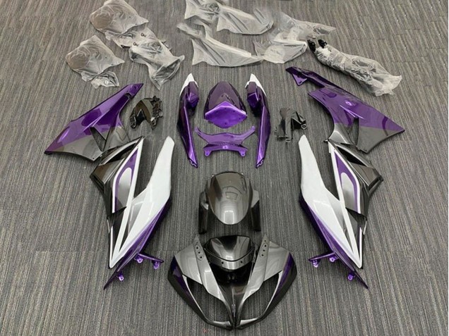 Carenado Moto Kawasaki ZX6R 2009-2012 - Púrpura Blanco Plata Negro