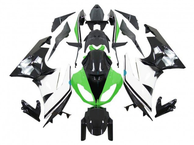 Carenado Moto Kawasaki ZX6R 2009-2012 - Verde Blanco Negro Brillante