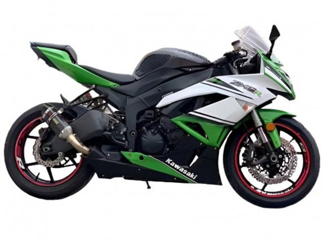 Carenado Moto Kawasaki ZX6R 2009-2012 - Blanco Verde Negro