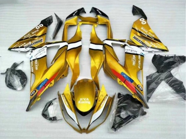 Carenado Moto Kawasaki ZX6R 2013-2018 - Oro Blanco Negro