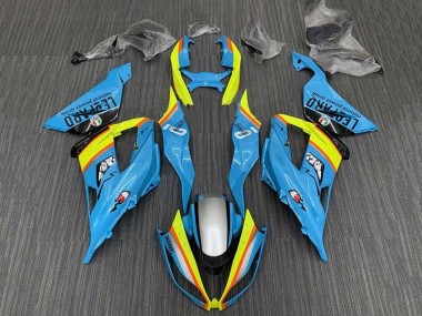 Carenado Moto Kawasaki ZX6R 2013-2018 - Azul Claro Amarillo Naranja Negro Plata