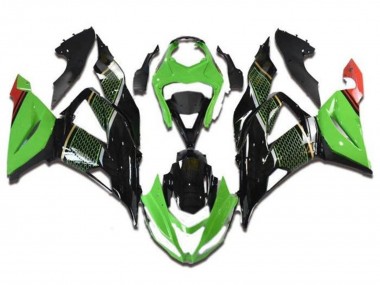 Carenado Moto Kawasaki ZX6R 2013-2018 - Verde Negro Rojo Honeycomb