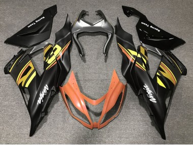 Carenado Moto Kawasaki ZX6R 2013-2018 - Negro Mate Naranja Oro