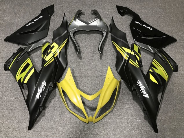 Carenado Moto Kawasaki ZX6R 2013-2018 - Negro Mate Amarillo