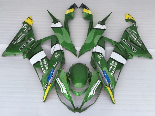 Carenado Moto Kawasaki ZX6R 2013-2018 - Verde Amarillo Azul Blanco