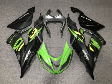Carenado Moto Kawasaki ZX6R 2013-2018 - Negro Mate Verde Amarillo