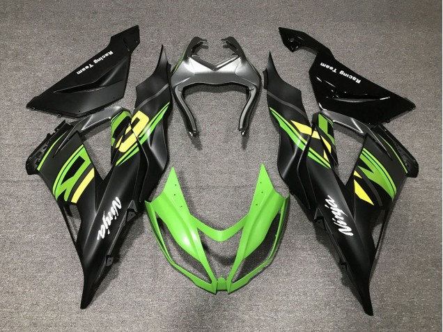 Carenado Moto Kawasaki ZX6R 2013-2018 - Negro Mate Verde Amarillo