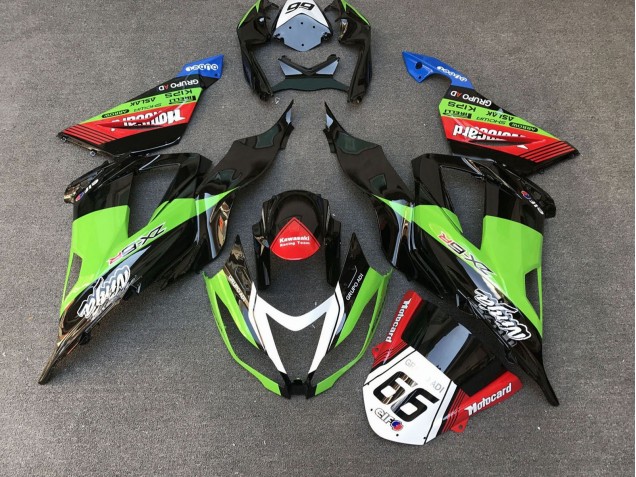 Carenado Moto Kawasaki ZX6R 2013-2018 - Verde Negro Rojo Blanco Motocard 66