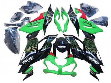 Carenado Moto Kawasaki ZX6R 2019-2022 - Verde Rojo Negro Brillante Honeycomb