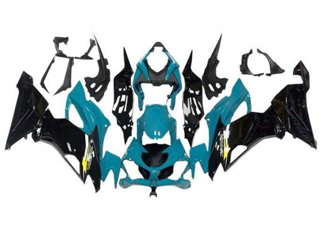 Carenado Moto Kawasaki ZX6R 2019-2022 - Azul Verdoso Negro Brillante Amarillo