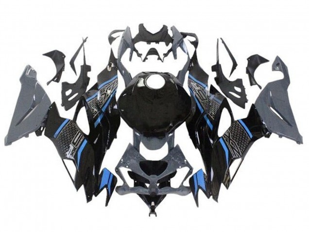 Carenado Moto Kawasaki ZX6R 2019-2022 - Gris Azul Negro Honeycomb