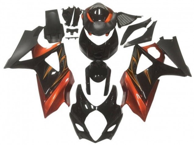 Carenado Moto Suzuki GSXR 1000 2005-2006 - Negro Brillante Negro Mate Naranja