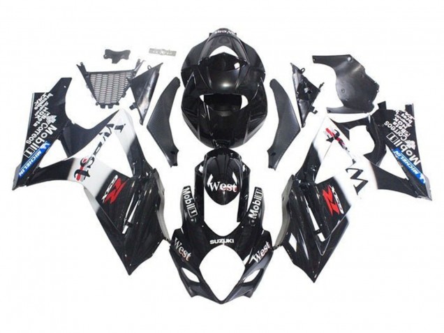 Carenado Moto Suzuki GSXR 1000 2005-2006 - Negro Brillante Blanco West