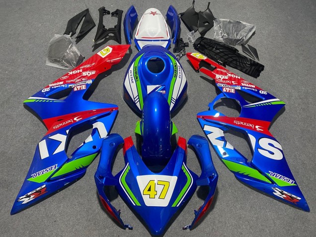 Carenado Moto Suzuki GSXR 1000 2005-2006 - Azul Verde Blanco Rojo 47 Carrera