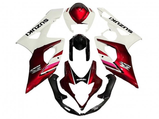 Carenado Moto Suzuki GSXR 1000 2005-2006 - Blanco Rojo Caramelo Negro