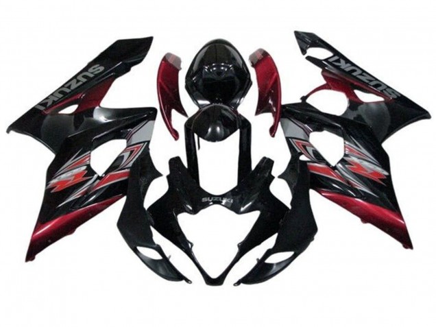 Carenado Moto Suzuki GSXR 1000 2005-2006 - Negro Brillante Rojo Plata