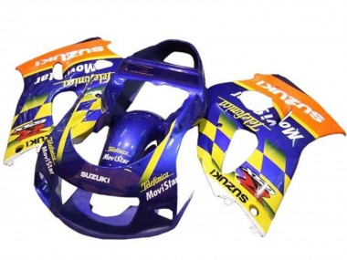 Carenado Moto Suzuki GSXR 600 / GSXR 750 1996-2000 - Azul Naranja Amarillo Telefumica MoviStar
