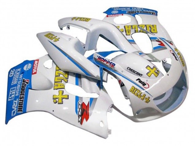 Carenado Moto Suzuki GSXR 600 / GSXR 750 1996-2000 - Blanco Azul Amarillo Rizla