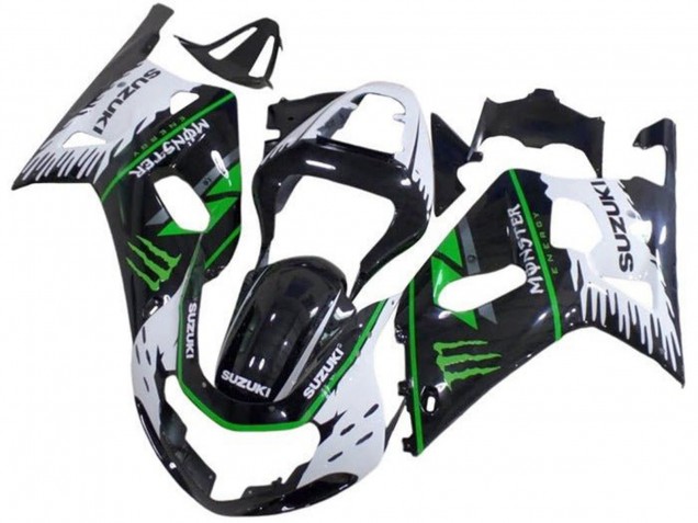 Carenado Moto Suzuki GSXR 600 / GSXR 750 2001-2003 - Blanco Negro Verde Monstruo