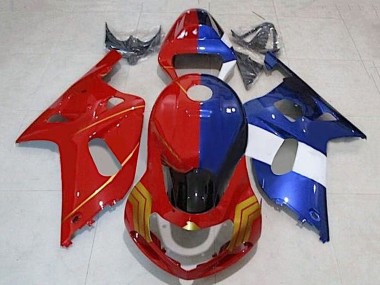 Carenado Moto Suzuki GSXR 600 / GSXR 750 2001-2003 - Rojo Azul Dividir Oro