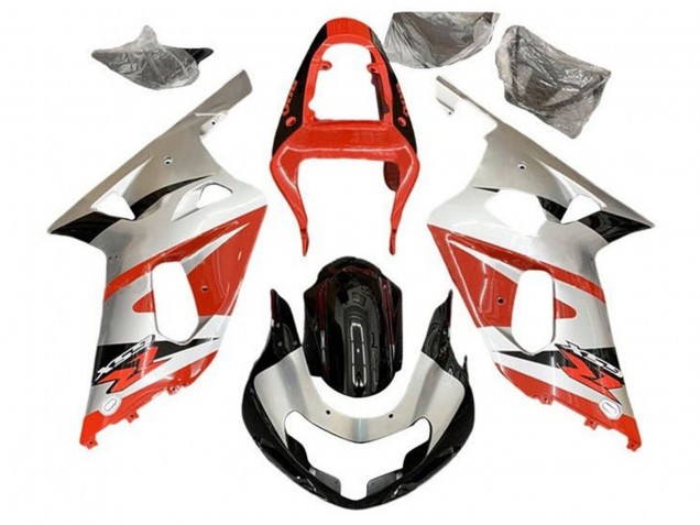 Carenado Moto Suzuki GSXR 600 / GSXR 750 2001-2003 - Plata Rojo Negro Brillante