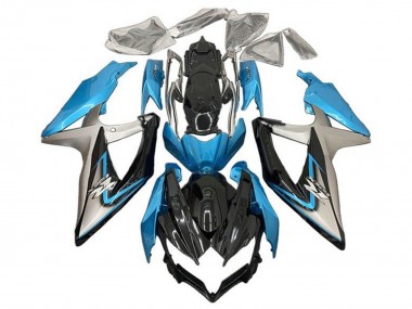 Carenado Moto Suzuki GSXR 600 / GSXR 750 2008-2010 - Azul Claro Plata Negro Brillante
