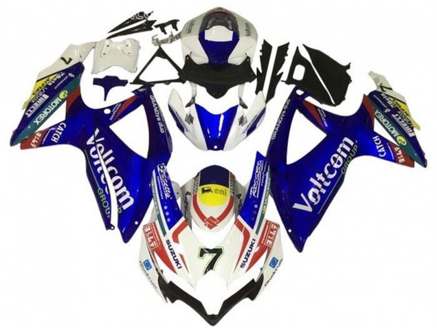 Carenado Moto Suzuki GSXR 600 / GSXR 750 2008-2010 - Blanco Azul Amarillo Rojo Voltcom 7