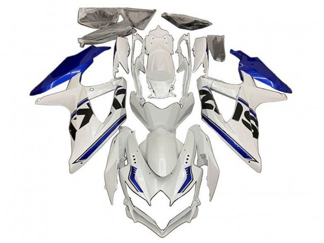 Carenado Moto Suzuki GSXR 600 / GSXR 750 2008-2010 - Blanco Azul Negro Raya