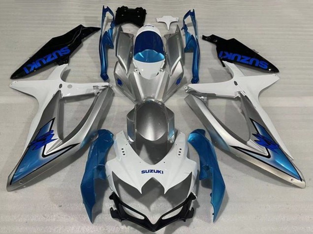 Carenado Moto Suzuki GSXR 600 / GSXR 750 2008-2010 - Blanco Plata Azul Claro Negro