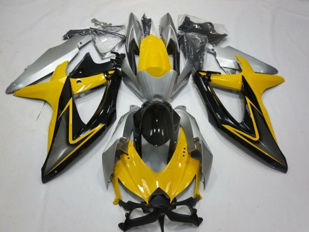 Carenado Moto Suzuki GSXR 600 / GSXR 750 2008-2010 - Amarillo Plata Gris Negro