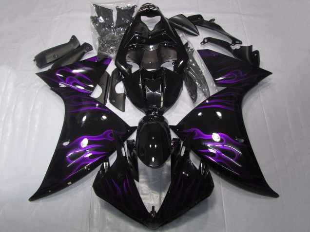 Carenado Moto Yamaha YZF 1000 R1 2009-2011 - Negro Brillante Púrpura Llama