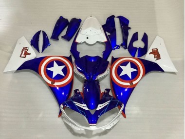 Carenado Moto Yamaha YZF 1000 R1 2009-2011 - Azul Blanco Rojo Estrella Captain America