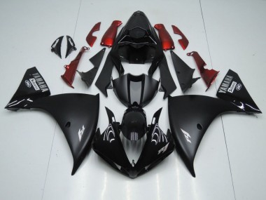 Carenado Moto Yamaha YZF 1000 R1 2009-2011 - Negro Brillante Negro Mate Blanco Calcomanía Rojo