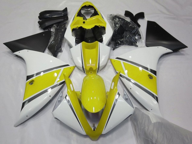 Carenado Moto Yamaha YZF 1000 R1 2009-2011 - Blanco Amarillo Negro Mate