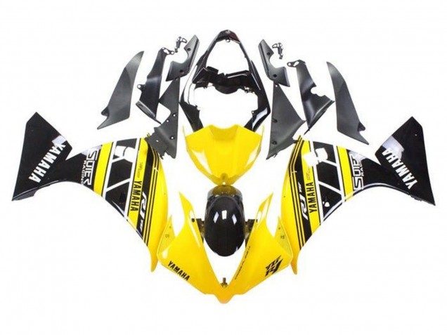 Carenado Moto Yamaha YZF 1000 R1 2009-2011 - Amarillo Blanco Negro Raya