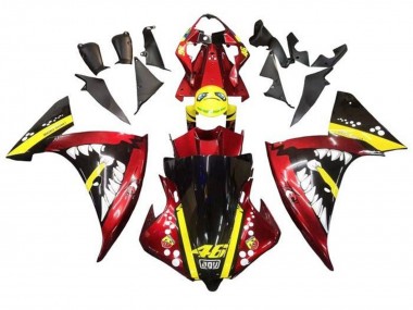 Carenado Moto Yamaha YZF 1000 R1 2012-2014 - Rojo Amarillo Negro Tiburón