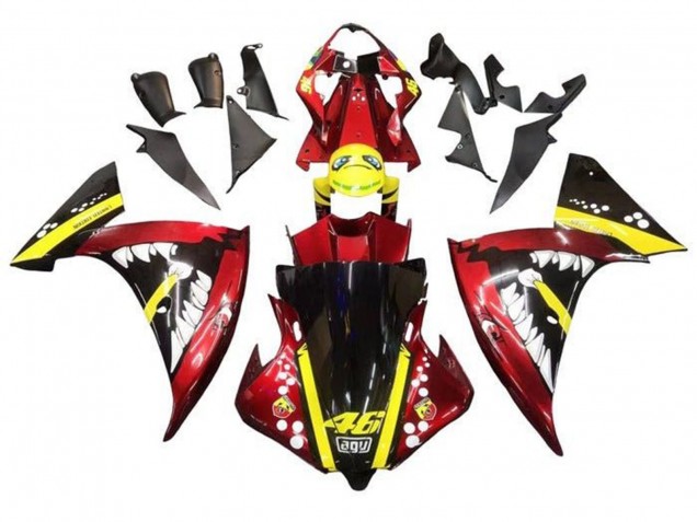 Carenado Moto Yamaha YZF 1000 R1 2012-2014 - Rojo Amarillo Negro Tiburón