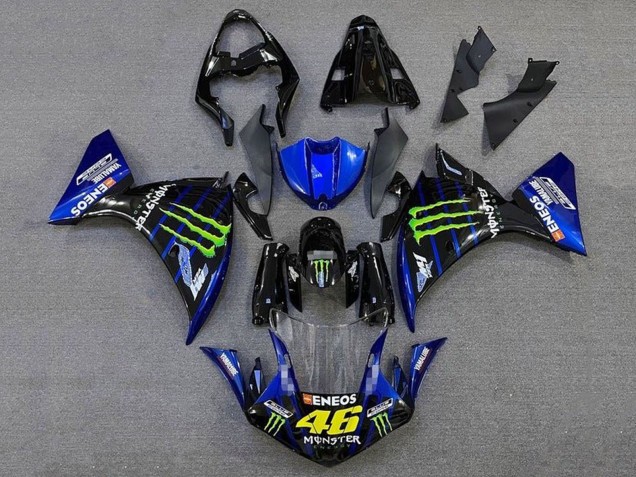 Carenado Moto Yamaha YZF 1000 R1 2012-2014 - Negro Brillante Azul Verde Monstruo Energy ENEOS Yamalube
