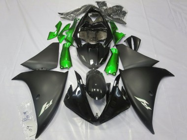 Carenado Moto Yamaha YZF 1000 R1 2012-2014 - Negro Brillante Negro Mate Verde