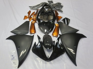 Carenado Moto Yamaha YZF 1000 R1 2012-2014 - Negro Brillante Negro Mate Naranja