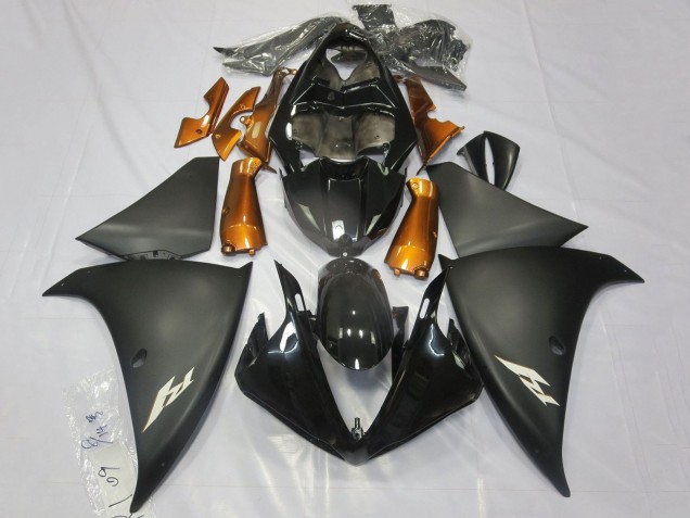 Carenado Moto Yamaha YZF 1000 R1 2012-2014 - Negro Brillante Negro Mate Naranja